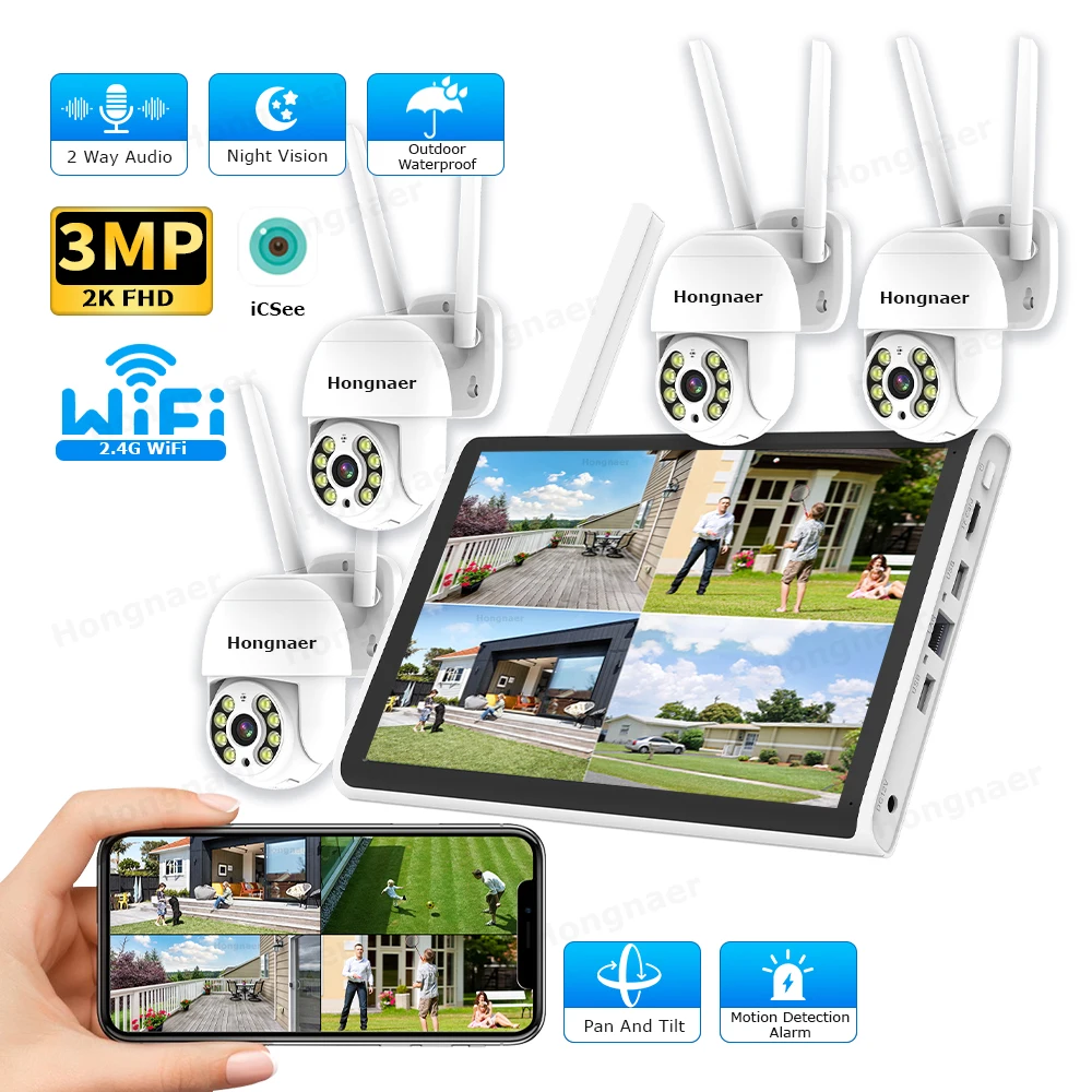 Home Security Video - 2026 Hongnaer 3MP 4-kanaals WiFi Home