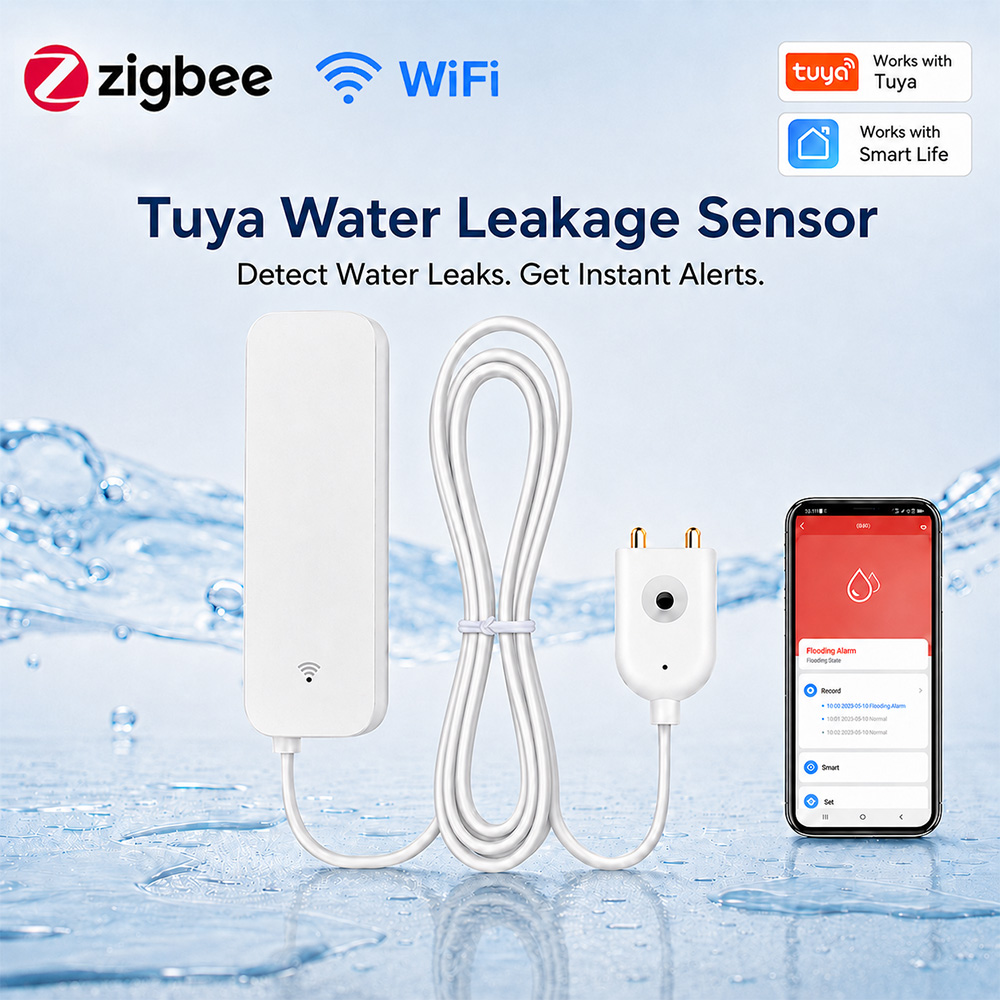 Home Security Tools - ZigBee WiFi Waterleksensor Overstromingslekkage Alarmdetector Tuya